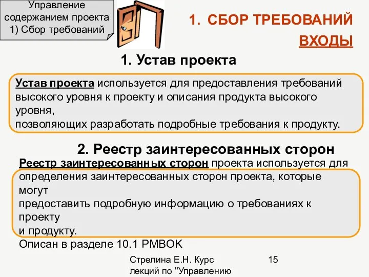 Стрелина Е.Н. Курс лекций по "Управлению проектами" Управление содержанием проекта 1)