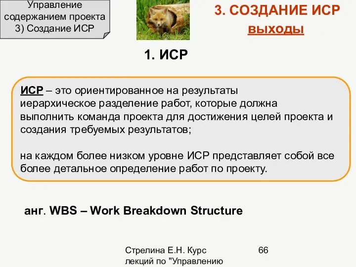 Стрелина Е.Н. Курс лекций по "Управлению проектами" Управление содержанием проекта 3)