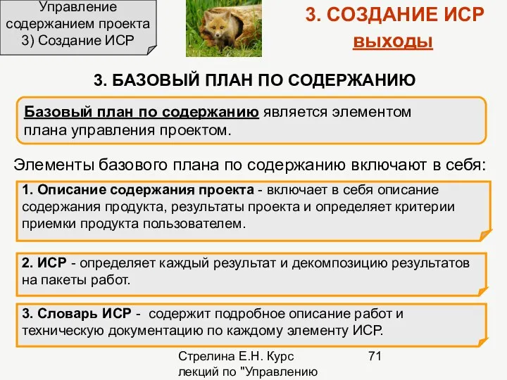 Стрелина Е.Н. Курс лекций по "Управлению проектами" Управление содержанием проекта 3)