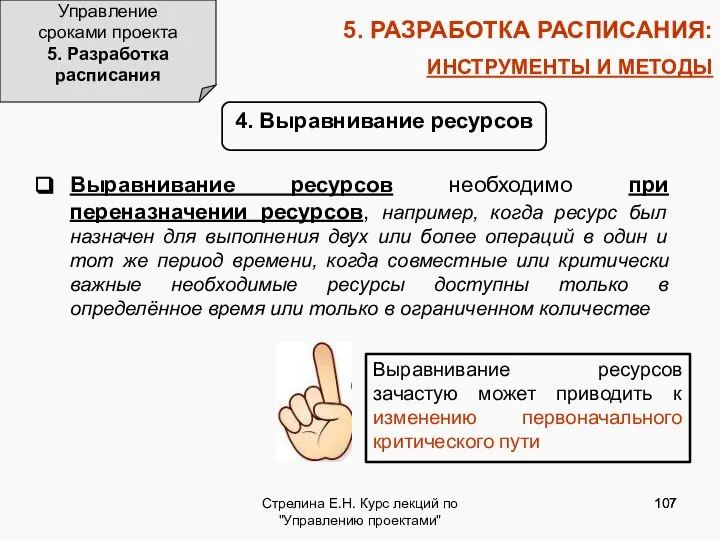 Стрелина Е.Н. Курс лекций по "Управлению проектами" 5. РАЗРАБОТКА РАСПИСАНИЯ: ИНСТРУМЕНТЫ