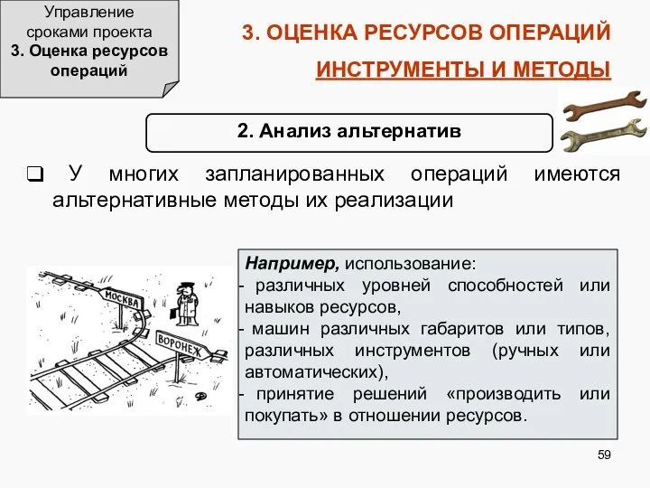 3. ОЦЕНКА РЕСУРСОВ ОПЕРАЦИЙ ИНСТРУМЕНТЫ И МЕТОДЫ Управление сроками проекта 3.