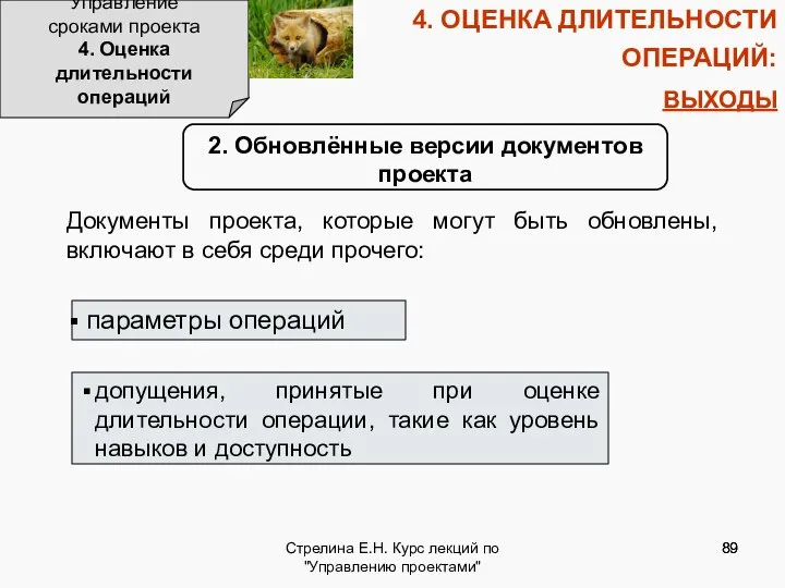 Стрелина Е.Н. Курс лекций по "Управлению проектами" 4. ОЦЕНКА ДЛИТЕЛЬНОСТИ ОПЕРАЦИЙ: