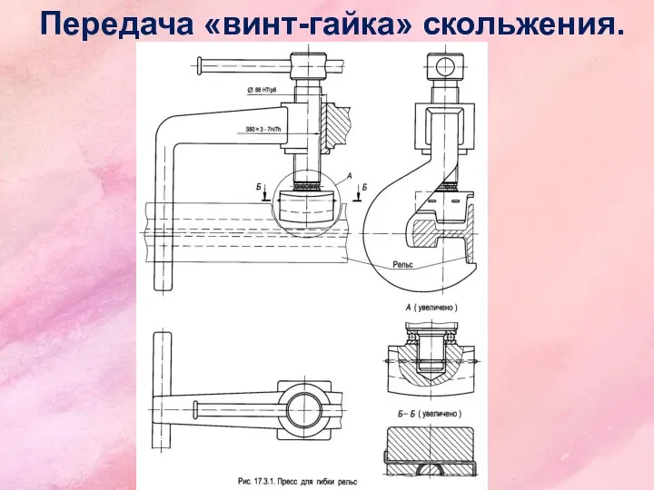 Передача «винт-гайка» скольжения.