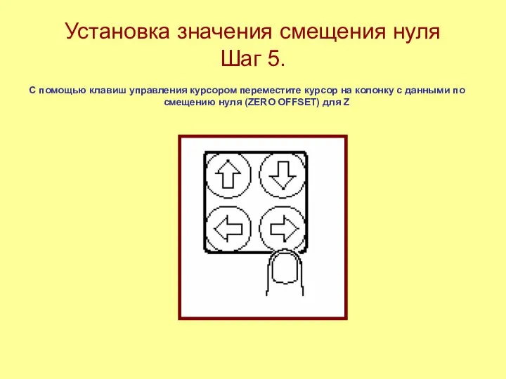 Установка значения смещения нуля Шаг 5. С помощью клавиш управления курсором