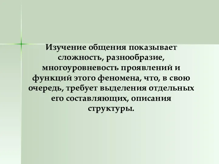 Изучение общения показывает сложность, разнообразие, многоуровневость проявлений и функций этого феномена,