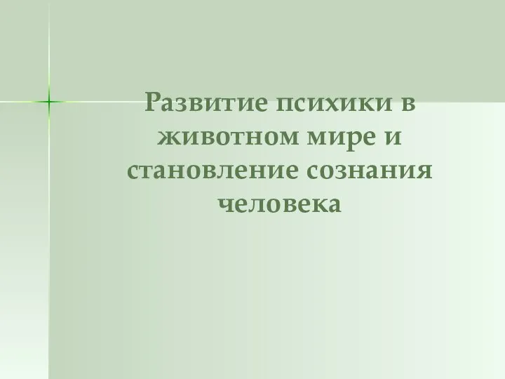 Развитие психики в животном мире и становление сознания человека