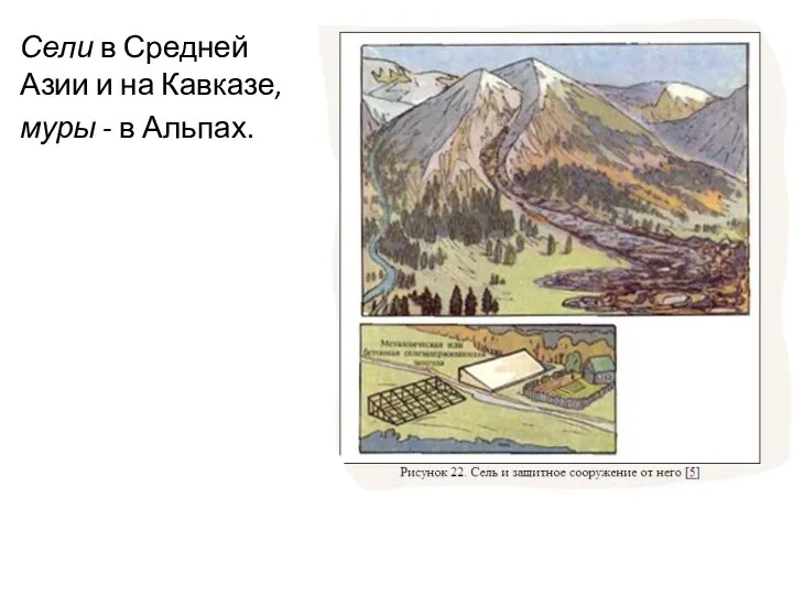 Сели в Средней Азии и на Кавказе, муры - в Альпах.