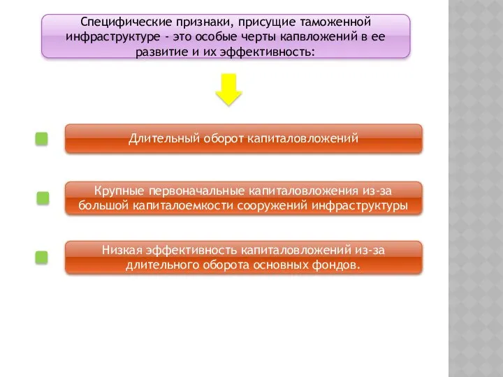 Специфические признаки, присущие таможенной инфраструктуре - это особые черты капвложений в