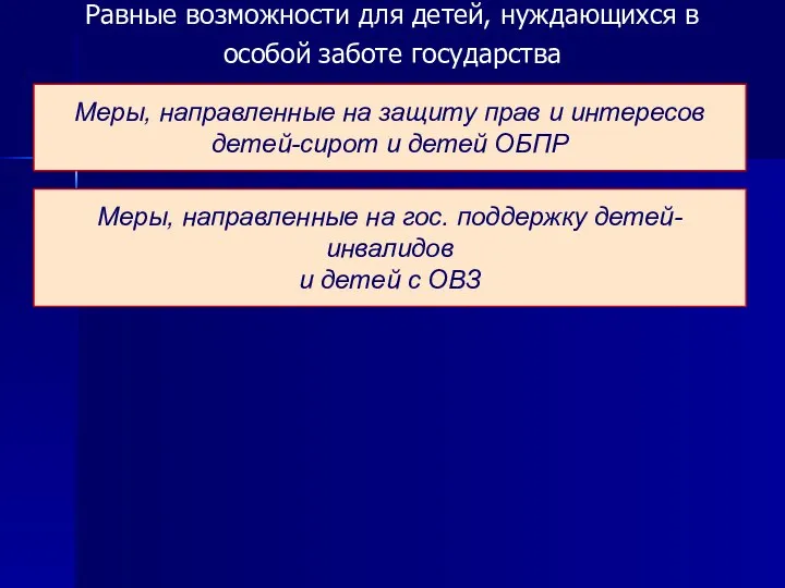 Равные возможности для детей, нуждающихся в особой заботе государства Проект –