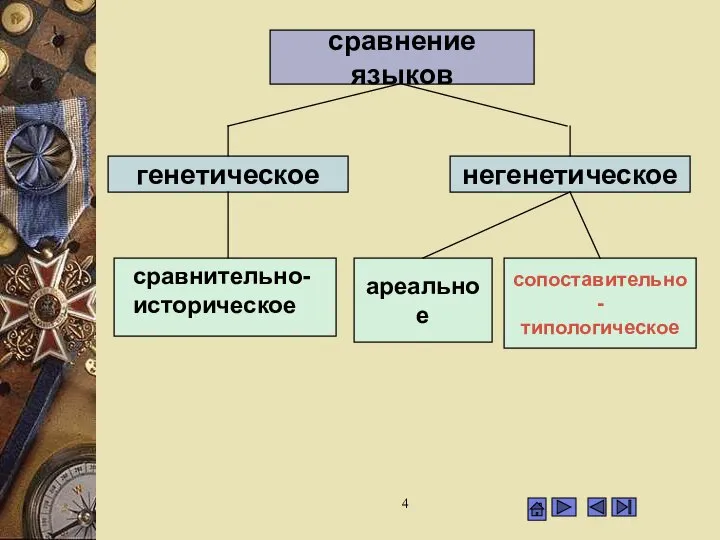 сравнение языков негенетическое генетическое сравнительно-историческое ареальное сопоставительно- типологическое