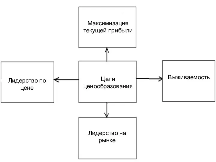 Лидерство по цене Цели ценообразования Максимизация текущей прибыли Выживаемость Лидерство на рынке