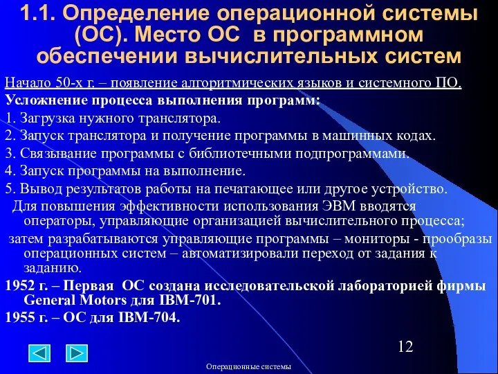 1.1. Определение операционной системы (ОС). Место ОС в программном обеспечении вычислительных