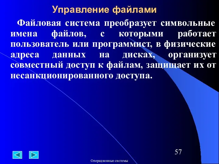 Файловая система преобразует символьные имена файлов, с которыми работает пользователь или