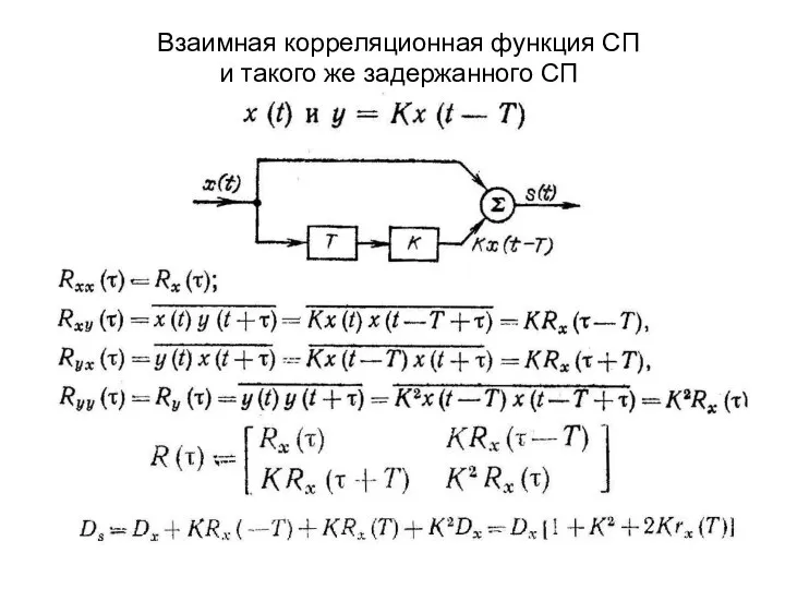 Взаимная корреляционная функция СП и такого же задержанного СП