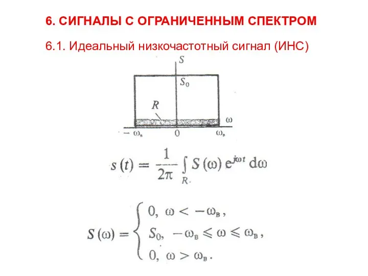 6. СИГНАЛЫ С ОГРАНИЧЕННЫМ СПЕКТРОМ 6.1. Идеальный низкочастотный сигнал (ИНС)