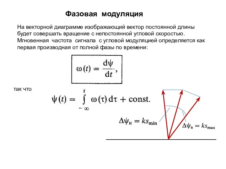 Фазовая модуляция так что На векторной диаграмме изображающий вектор постоянной длины