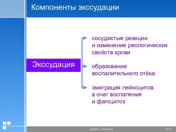 Компоненты экссудации Экссудация сосудистые реакции и изменение реологических свойств крови образование