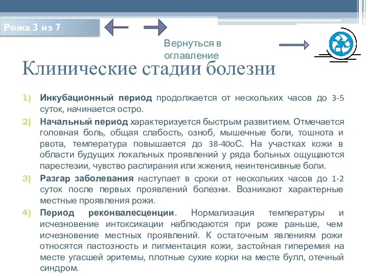 Клинические стадии болезни Инкубационный период продолжается от нескольких часов до 3-5