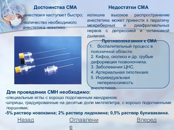 Противопоказания к СМА Воспалительный процесс в поясничной области. 2. Кифоз, сколиоз