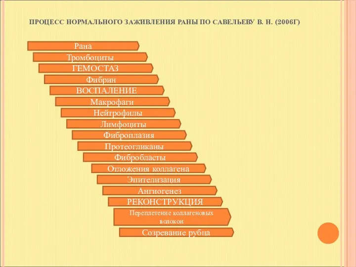 ПРОЦЕСС НОРМАЛЬНОГО ЗАЖИВЛЕНИЯ РАНЫ ПО САВЕЛЬЕВУ В. Н. (2006Г) Рана Тромбоциты