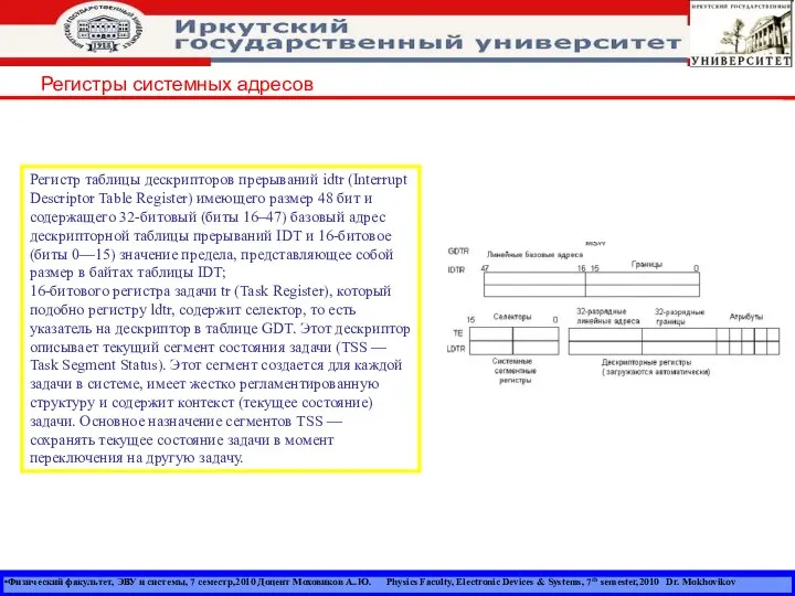 Физический факультет, ЭВУ и системы, 7 семестр,2010 Доцент Моховиков А..Ю. Physics