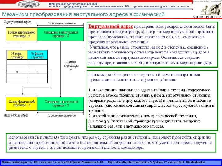 Физический факультет, ЭВУ и системы, 7 семестр,2010 Доцент Моховиков А..Ю. Physics