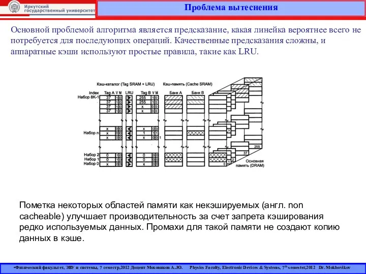 Проблема вытеснения Физический факультет, ЭВУ и системы, 7 семестр,2012 Доцент Моховиков