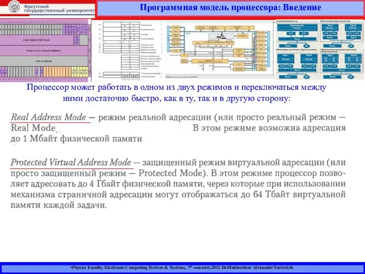 Процессор может работать в одном из двух режимов и переключаться между