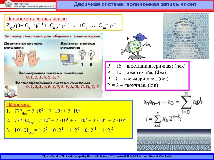 Physics Faculty, Electronic Computing Devices & Systems, 7th semester,2011 Dr.Mokhovikov Alexander