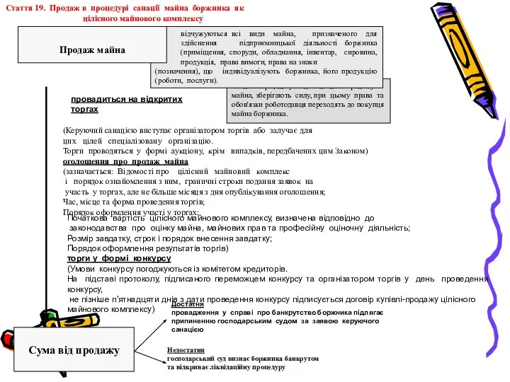 Стаття 19. Продаж в процедурі санації майна боржника як цілісного майнового