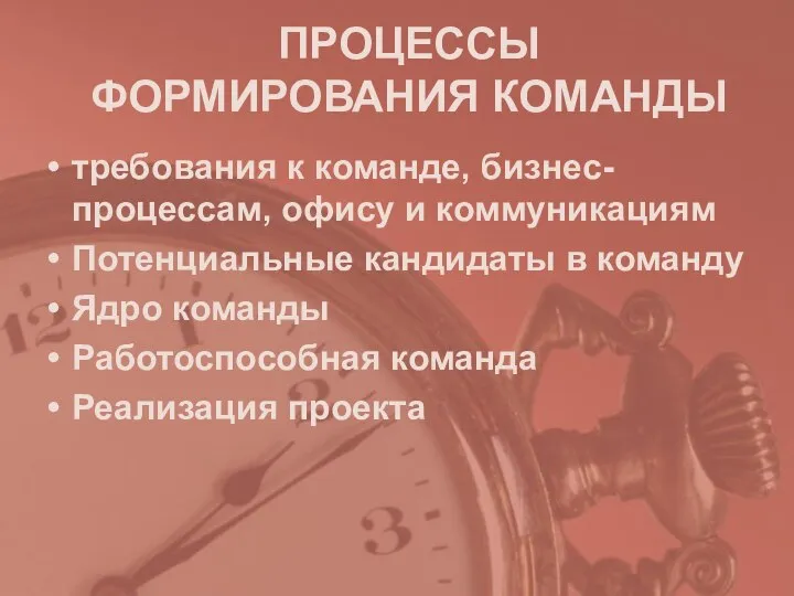 ПРОЦЕССЫ ФОРМИРОВАНИЯ КОМАНДЫ требования к команде, бизнес-процессам, офису и коммуникациям Потенциальные