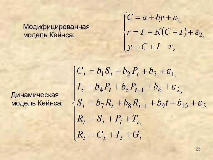 Модифицированная модель Кейнса: Динамическая модель Кейнса: