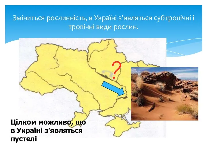 Зміниться рослинність, в Україні з’являться субтропічні і тропічні види рослин. Цілком