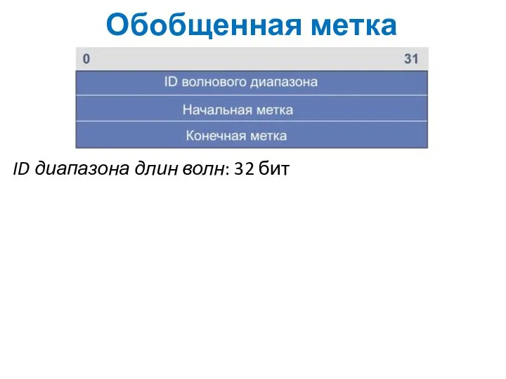 Обобщенная метка ID диапазона длин волн: 32 бит