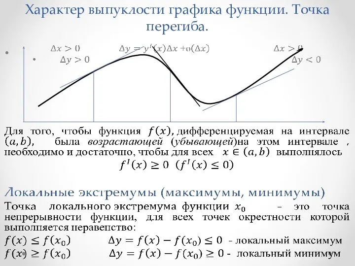 Характер выпуклости графика функции. Точка перегиба.