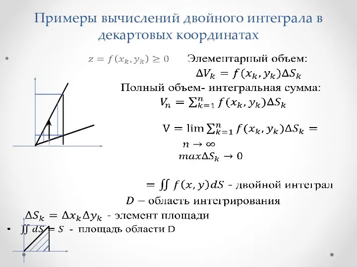 Примеры вычислений двойного интеграла в декартовых координатах