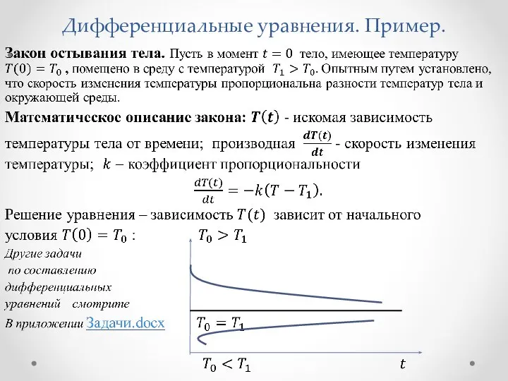 Дифференциальные уравнения. Пример.