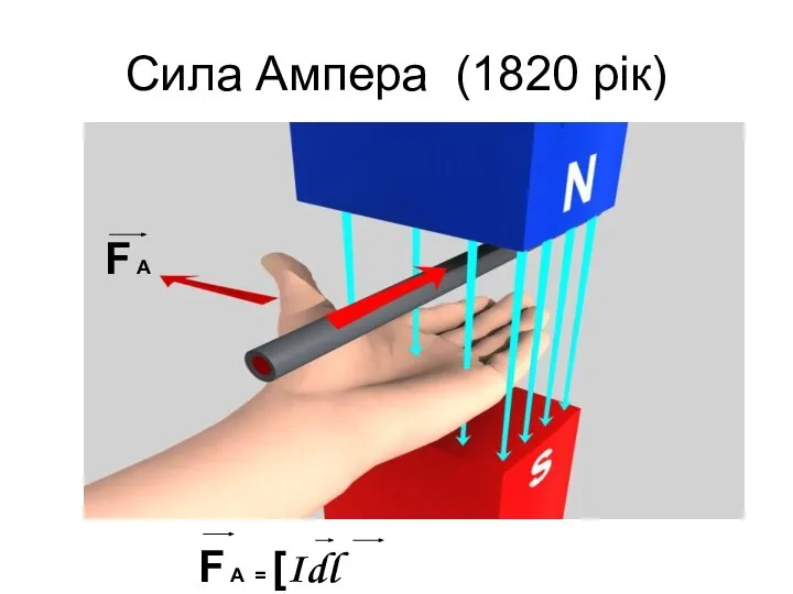 Сила Ампера (1820 рік) F A F A = [Idl B]