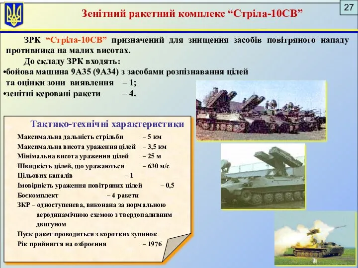 Тактико-технічні характеристики Максимальна дальність стрільби – 5 км Максимальна висота ураження