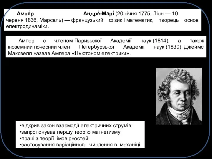 Ампе́р Андре́-Марі́ (20 січня 1775, Ліон — 10 червня 1836, Марсель)