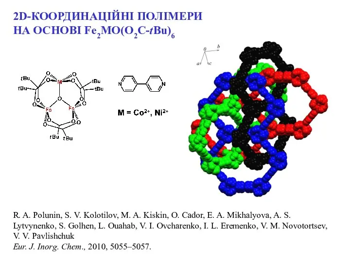 2D-КООРДИНАЦІЙНІ ПОЛІМЕРИ НА ОСНОВІ Fe2MO(O2C-tBu)6 R. A. Polunin, S. V. Kolotilov,