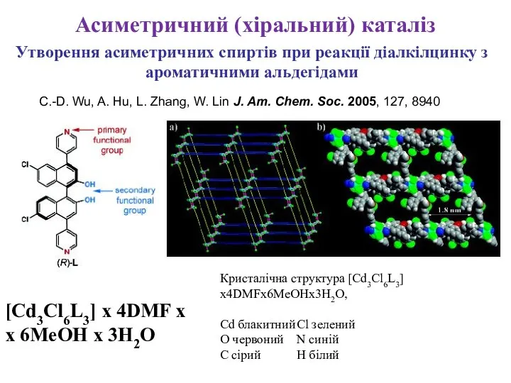 Асиметричний (хіральний) каталіз C.-D. Wu, A. Hu, L. Zhang, W. Lin