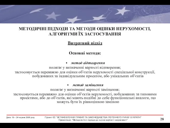 МЕТОДИЧНІ ПІДХОДИ ТА МЕТОДИ ОЦІНКИ НЕРУХОМОСТІ, АЛГОРИТМИ ЇХ ЗАСТОСУВАННЯ Витратний підхід