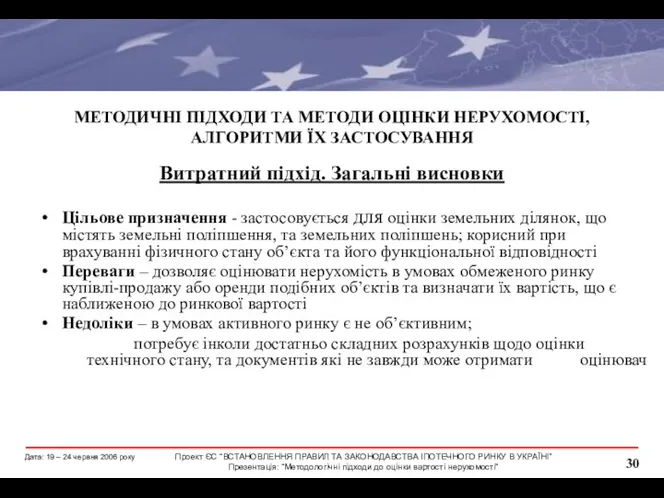 МЕТОДИЧНІ ПІДХОДИ ТА МЕТОДИ ОЦІНКИ НЕРУХОМОСТІ, АЛГОРИТМИ ЇХ ЗАСТОСУВАННЯ Витратний підхід.