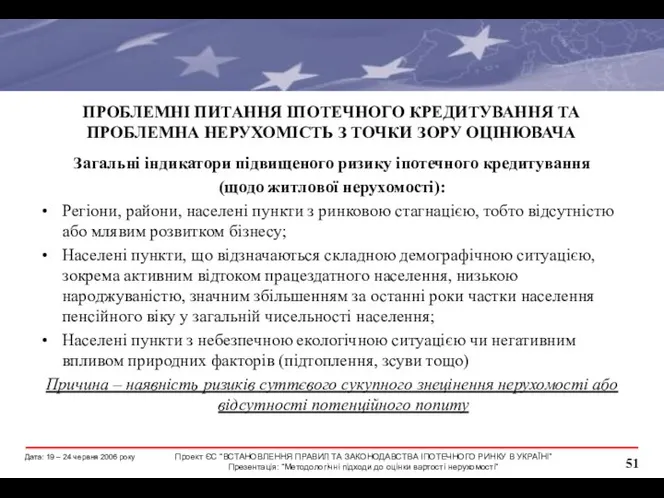 Загальні індикатори підвищеного ризику іпотечного кредитування (щодо житлової нерухомості): Регіони, райони,