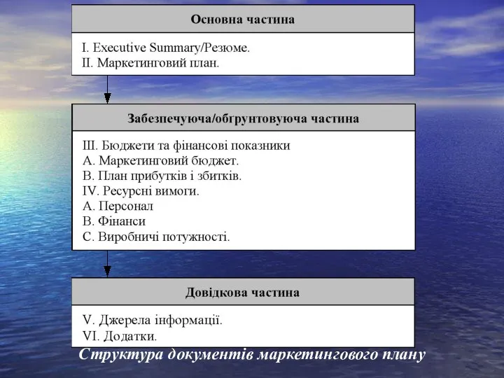 Структура документів маркетингового плану