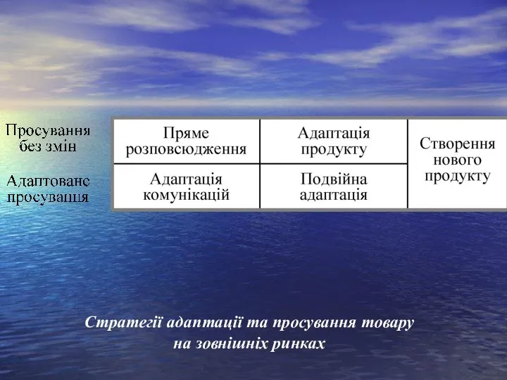 Стратегії адаптації та просування товару на зовнішніх ринках