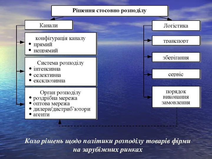 Коло рішень щодо політики розподілу товарів фірми на зарубіжних ринках