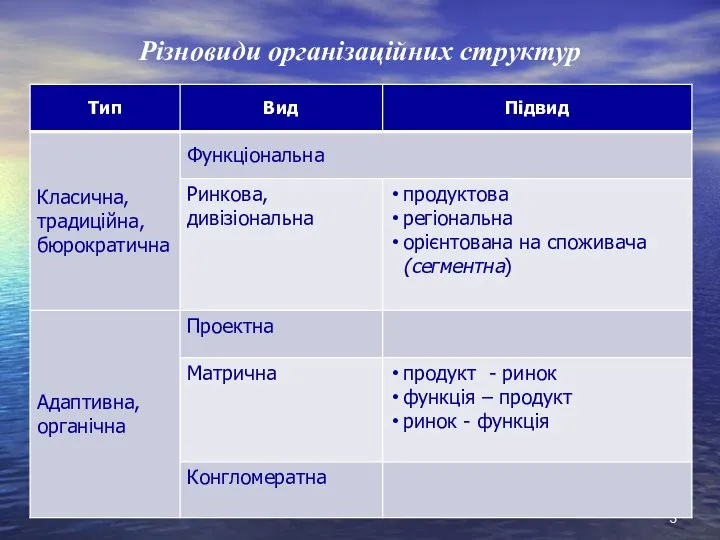 Різновиди організаційних структур