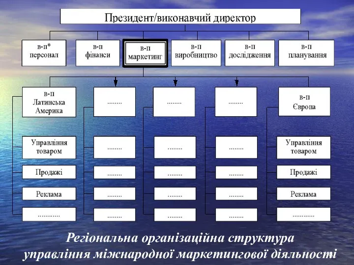 Регіональна організаційна структура управління міжнародної маркетингової діяльності